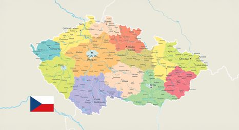 OBRAZ NA KORKU STYLOVÁ MAPA ČESKA S VLAJKOU - OBRAZY NA KORKU - OBRAZY