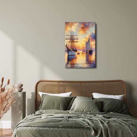 OBRAZ PŘÍSTAV PŘI ZÁPADU SLUNCE - OBRAZY VÝCHOD A ZÁPAD SLUNCE - OBRAZY