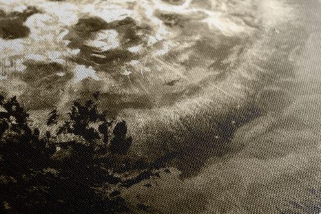 TABLOU LUNĂ RADIANTĂ PE CERUL DE NOAPTE ÎN DESIGN SEPIA - TABLOURI ALB-NEGRU - TABLOURI