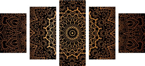 5-DIELNY OBRAZ VINTAGE MANDALA V INDICKOM ŠTÝLE - OBRAZY FENG SHUI - OBRAZY