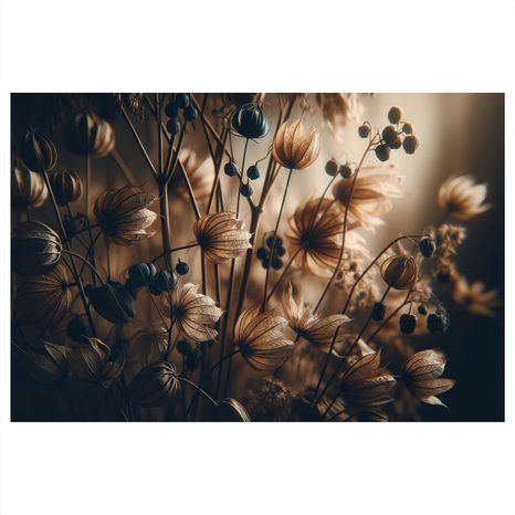 WANDBILD GETROCKNETE BLUMEN IN DUNKLEN TÖNEN - BILDER BLUMEN - BILDER
