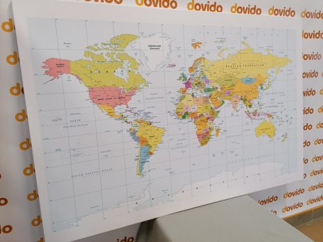 WANDBILD AUF KORK KLASSISCHE WELTKARTE MIT WEISSEM RAND - WANDBILDER AUF KORK - BILDER