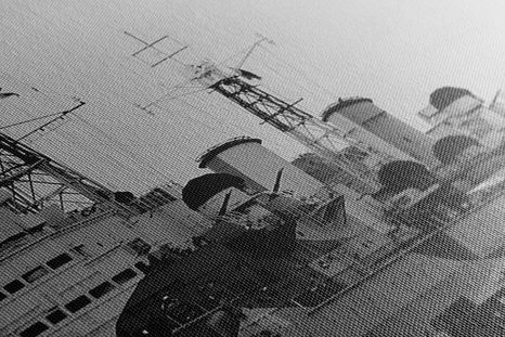 OBRAZ NÁDHERNÁ LOĎ NA ŘECE TEMŽE V LONDÝNĚ V ČERNOBÍLÉM PROVEDENÍ - ČERNOBÍLÉ OBRAZY - OBRAZY