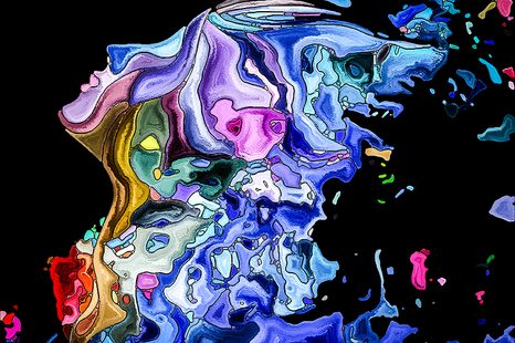 SAMOLEPÍCÍ TAPETA BAREVNÁ SILUETA ŽENSKÉHO OBLIČEJE - SAMOLEPÍCÍ TAPETY - TAPETY