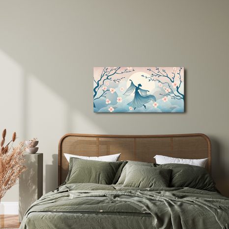 OBRAZ SILUETA TANEČNICE MEZI SAKURAMI - OBRAZY ŽENY - OBRAZY