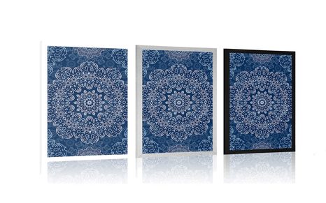 PLAKÁT MODRÁ MANDALA S ABSTRAKTNÍM VZOREM - FENG SHUI - PLAKÁTY