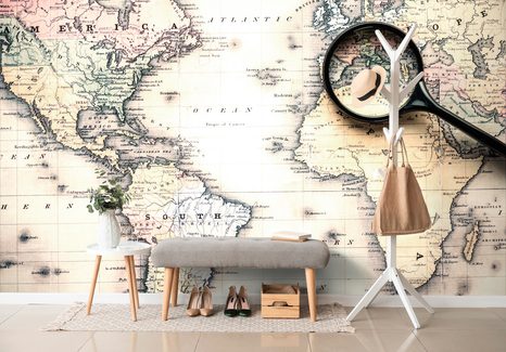 SELBSTKLEBENDE TAPETE WELTKARTE MIT LUPE - SELBSTKLEBENDE TAPETEN - TAPETEN