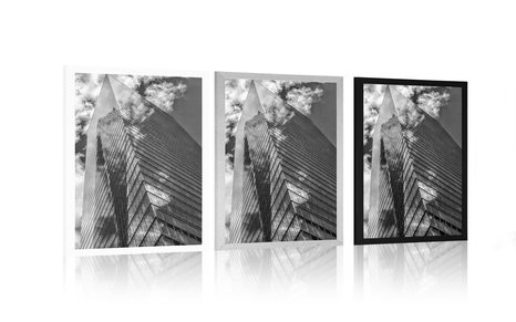 PLAKAT MAJESTETIČNI NEBODERI U CRNO-BIJELOM DIZAJNU - CRNO-BIJELE - PLAKATI