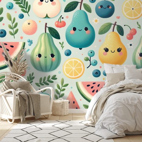 FOTOTAPETA VESELÉ OVOCE S ÚSMĚVY - DĚTSKÉ TAPETY - TAPETY