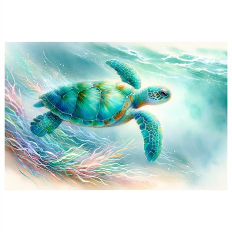 WANDBILD MEERESSCHILDKRÖTE IM OZEAN - WANDBILDER UNTERWASSERWELT - BILDER