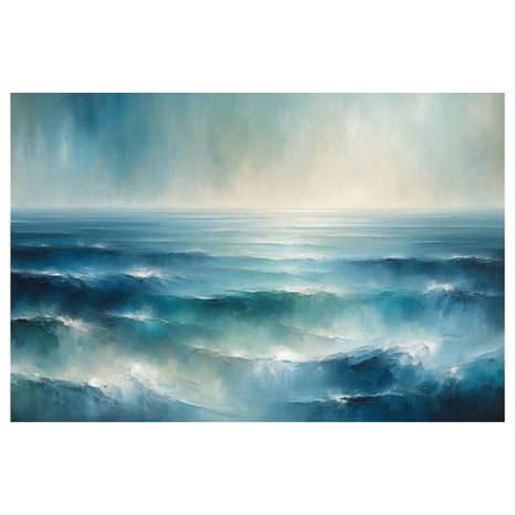 WANDBILD RUHIGE BLAUE OZEANWELLEN - BILDER MEER UND STRAND - BILDER