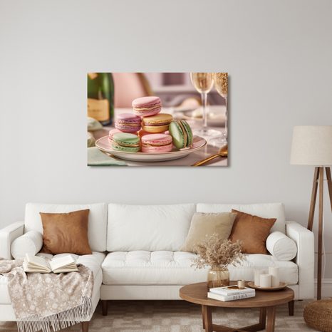 OBRAZ PASTELOVÉ MAKRONKY NA TALÍŘI - OBRAZY JÍDLA A NÁPOJE - OBRAZY