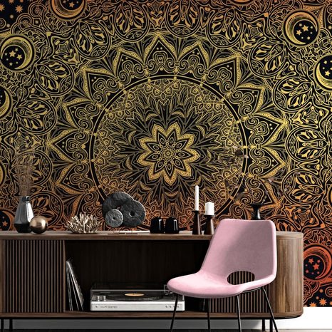 TAPETA ZLATÁ ORIENTÁLNÍ MANDALA - TAPETY FENG SHUI - TAPETY