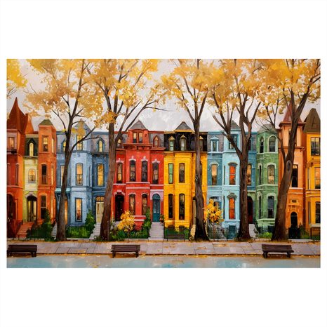 OBRAZ BAREVNÉ DOMY V ALEJI - BAREVNÉ DOMY - OBRAZY