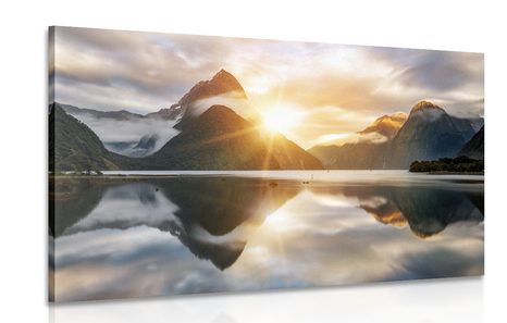 CANVAS PRINT BEAUTIFUL SUNRISE IN NEW ZEALAND - PICTURES OF NATURE AND LANDSCAPE - PICTURES