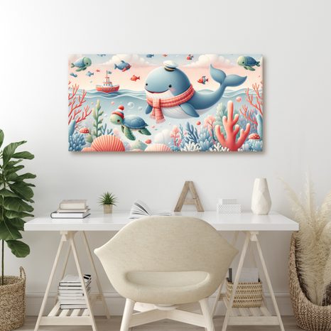 OBRAZ VELRYBA A ŽELVA V OCEÁNU - CHILDREN'S PICTURES OF ANIMALS - PICTURES