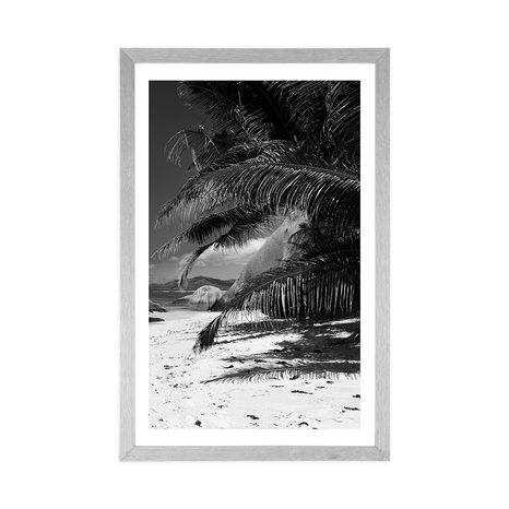 POSTER – BELLEZZE DELLA SPIAGGIA DI ANSE SOURCE IN BIANCO E NERO - NERO E BIANCO - POSTER