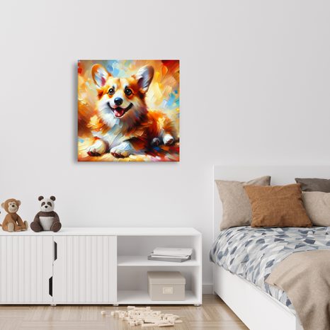 WANDBILD FRÖHLICHER HUND IN FARBEN - BILDER VON HUNDEN - BILDER