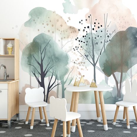 SELF ADHESIVE WALLPAPER SOFT PAINTED FOREST - SELF-ADHESIVE WALLPAPERS - WALLPAPERS