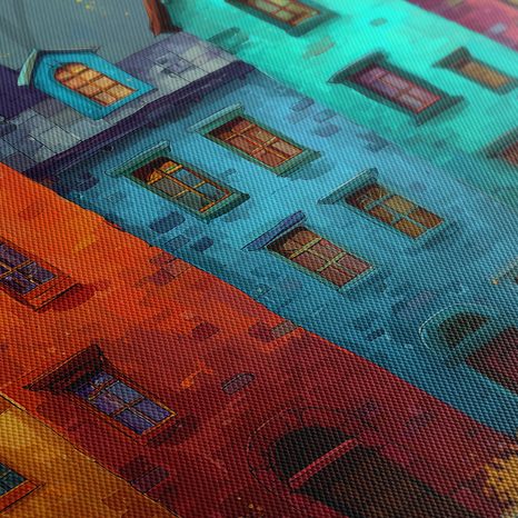 WANDBILD BUNTE HÄUSER IM HERBSTWALD - BUNTE HÄUSER - BILDER