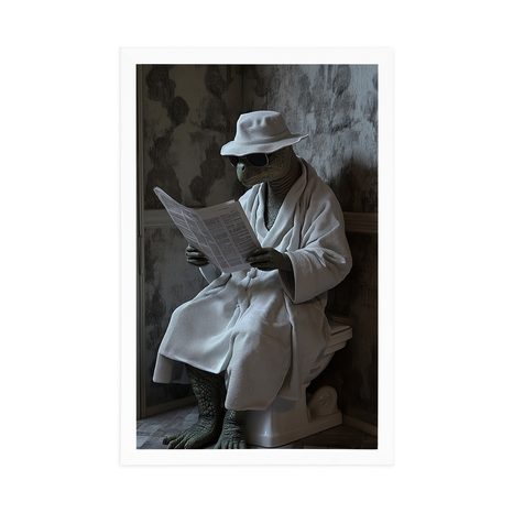 POSTER – TARTARUGA CON GIORNALI IN BAGNO - TARTARUGHE - POSTER