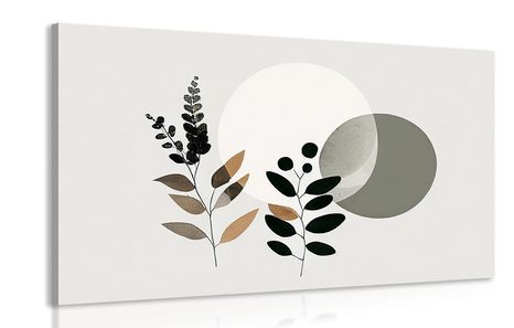 CANVAS PRINT MINIMALIST LEAVES WITH A BOHO BACKGROUND - PICTURES OF TREES AND LEAVES - PICTURES