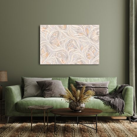 TABLEAU SUR TOILE – PAPILLONS PASTEL DANS UN VOILE - TABLEAUX PAPILLONS - TABLEAUX