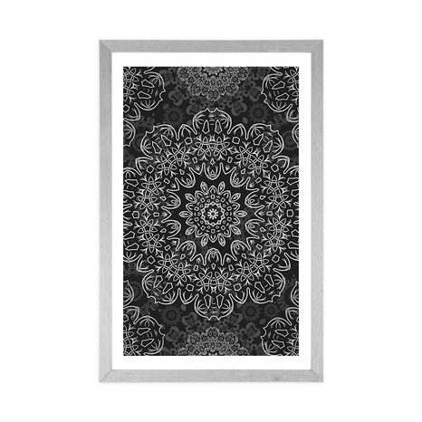 AFFICHE – MANDALA AVEC MOTIF ABSTRAIT EN NOIR ET BLANC - NOIR ET BLANC - AFFICHES