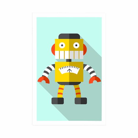POSTER GELBER ROBOTER AUF BLAUEM HINTERGRUND - ROBOTER - POSTER