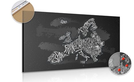 DECORATIVE PINBOARD MODERN MAP OF EUROPE - PICTURES ON CORK - PICTURES