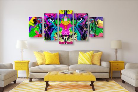 TABLOU 5-PIESE FIARĂ VIU COLORATĂ - TABLOURI POP ART - TABLOURI