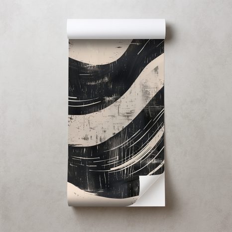 FOTOTAPET AUTOADEZIV VALURI ABSTRACTE ALB-NEGRU - TAPET ABSTRACT - TAPETURI