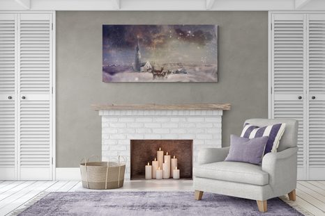 OBRAZ JELEN SE SRNKY V ZASNĚŽENÉ VESNIČCE - OBRAZY PŘÍRODY A KRAJINY - OBRAZY