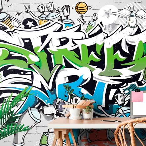 TAPETA WESOŁY STREET ART NAPIS SPREJEM - TAPETY - 🔥 TOTALNA WYPRZEDAŻ