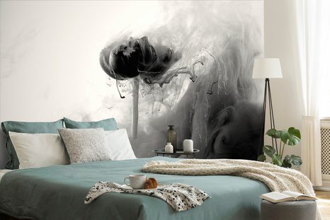 SAMOLEPÍCÍ TAPETA ZAJÍMAVÝ KVĚT V ČERNOBÍLÉM - SAMOLEPÍCÍ TAPETY - TAPETY