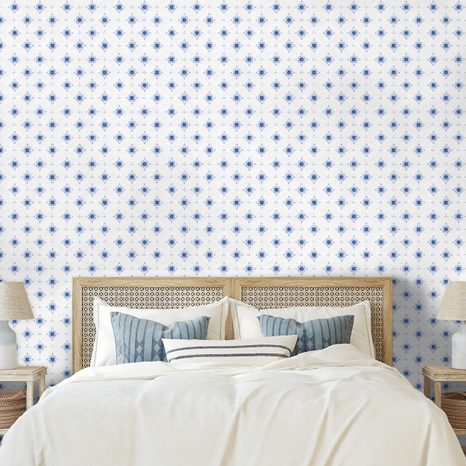 SAMOLEPÍCÍ FOTOTAPETA MODRÉ KVĚTINOVÉ ORNAMENTY - VZOROVANÉ TAPETY - TAPETY