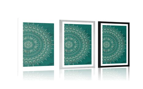 PLAKÁT S PASPARTOU RUČNĚ KRESLENÁ MANDALA - FENG SHUI - PLAKÁTY