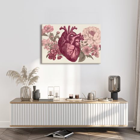 WANDBILD HERZ UND BLUMEN IN HARMONIE - BILDER BLUMEN - BILDER