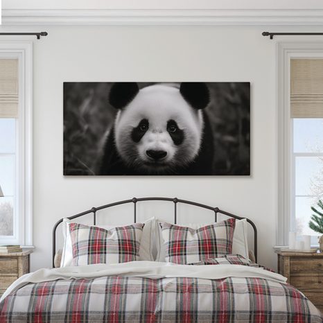 WANDBILD LÄCHELNDER SCHWARZ-WEISSER PANDA - BILDER TIERE - BILDER