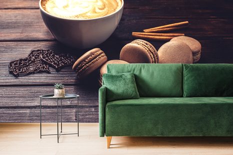 SAMOLEPÍCÍ FOTOTAPETA KÁVA S ČOKOLÁDOVÝMI MAKRONKY - SAMOLEPÍCÍ TAPETY - TAPETY