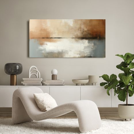 WANDBILD NEBLIGER HORIZONT ÜBER WASSER - WANDBILDER ABSTRAKTE FORMEN - BILDER