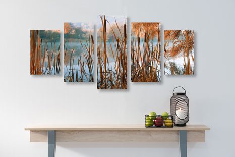 TABLOU 5-PIESE RÂUL ÎN MIJLOCUL NATURII DE TOAMNĂ - TABLOU NATURĂ ȘI PEISAJE NATURALE - TABLOURI