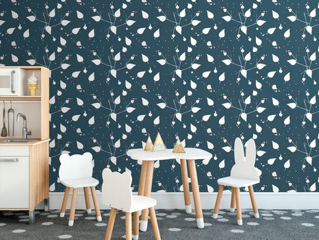 SELBSTKLEBENDE TAPETE DEZENTE BLÄTTER IN BLAU - SELBSTKLEBENDE TAPETEN - TAPETEN