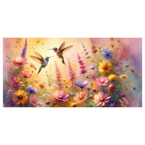 QUADRO SU TELA – DANZA DEI COLIBRÌ - QADRI DI UCCELLI - STAMPE E QUADRI