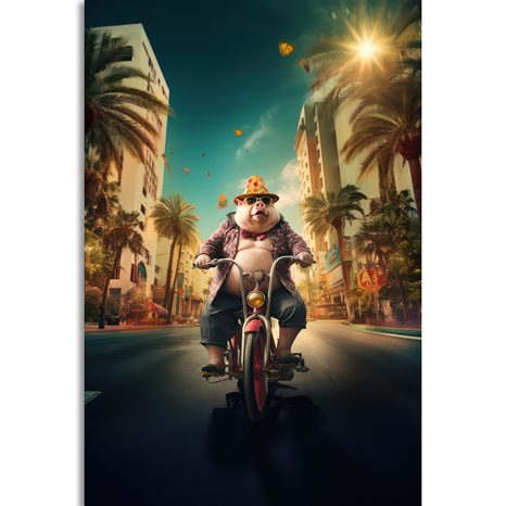 OBRAZ PRASA NA MOPEDE V ULICIACH LAS VEGAS - DOVIDO CHALLENGE - OBRAZY