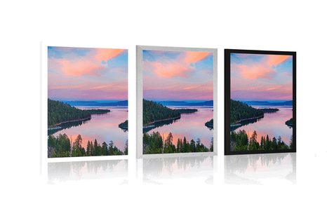 PLAKÁT JEZERO PŘI ZÁPADU SLUNCE - PŘÍRODA - PLAKÁTY