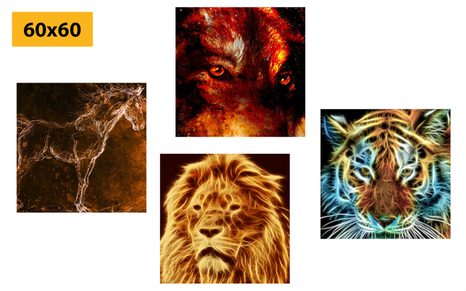 SET OBRAZŮ TAJEMNÁ ABSTRAKCE ZVÍŘAT - SESTAVY OBRAZŮ - OBRAZY