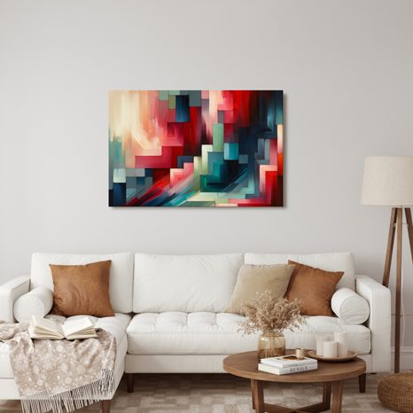 OBRAZ ABSTRAKTNÍ GEOMETRIE V ČERVENÉ - OBRAZY PODLE MOTIVU - OBRAZY