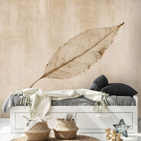 SELBSTKLEBENDE TAPETE MINIMALISTISCHES BEIGES BLATT - TAPETEN BLÄTTER - TAPETEN