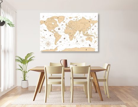 QUADRO SU TELA – MAPPA BEIGE - QUADRI MAPPE - STAMPE E QUADRI